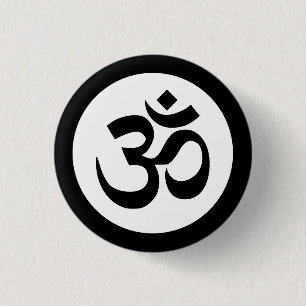 Om Symbol on Black and White Badge