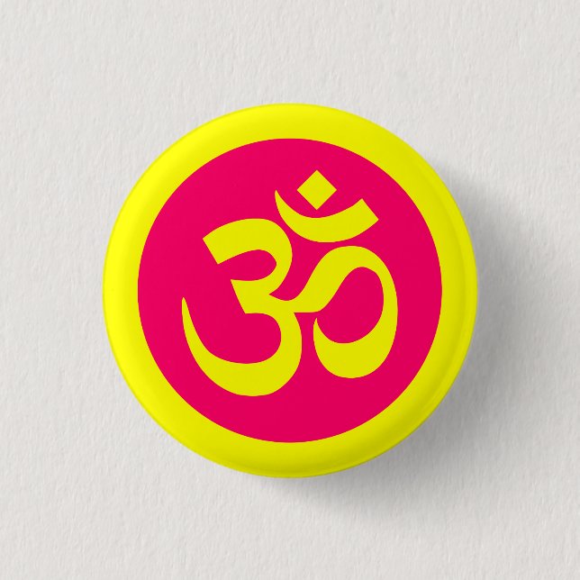 Om Symbol on Yellow and Pink Badge (Front)