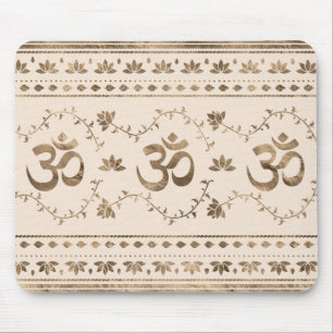 OM symbol ornament - pastel gold Mouse Mat
