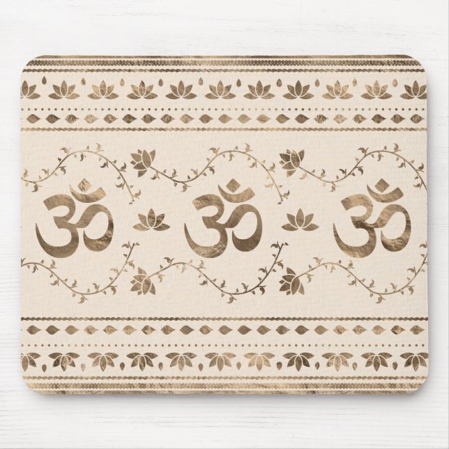 OM symbol ornament - pastel gold Mouse Mat (Front)