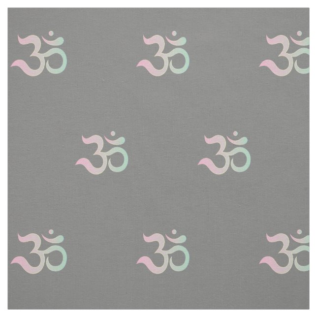 Om symbol pattern Sanskrit pastel pink green grey Fabric (Swatch)