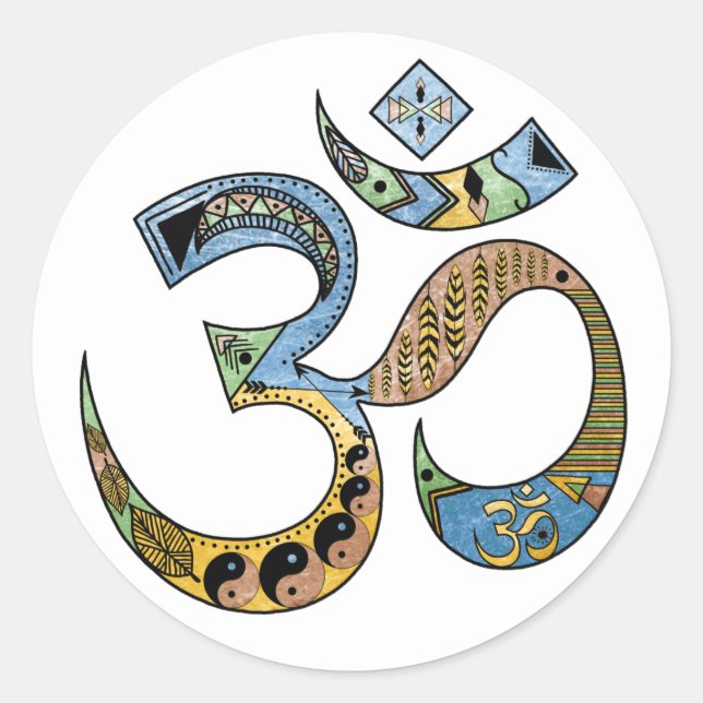 OM Symbol Round Sticker, Glossy Classic Round Sticker (Front)