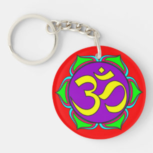 om symbol sacred Buddhism religion zen yoga flower Key Ring