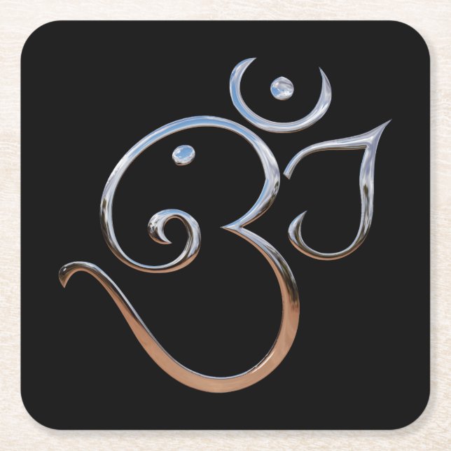 Om Symbol Square Paper Coaster (Front)