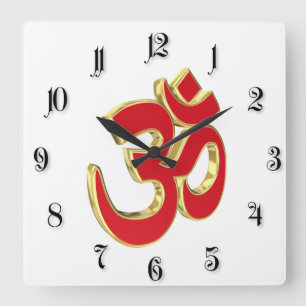 Om symbol square wall clock