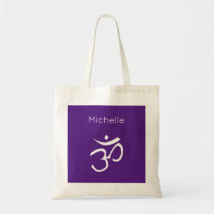 Om Symbol Trendy Purple Namaste Tote Bag