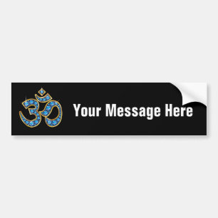Om Symbol with Aquamarine Stones Bumper Sticker