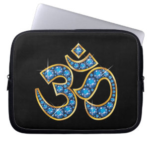 Om Symbol with "Aquamarine" Stones Laptop Sleeve