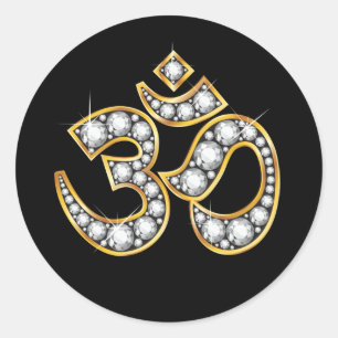 Om Symbol with "Diamond" Stones Classic Round Sticker