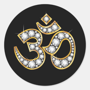 Om Symbol with "Diamond" Stones Classic Round Sticker
