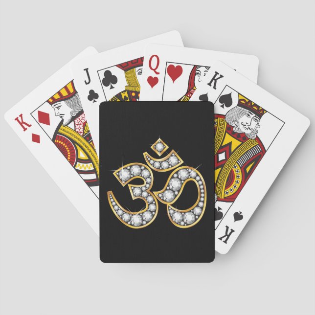 Om Symbol with "Diamond" Stones Playing Cards (Back)