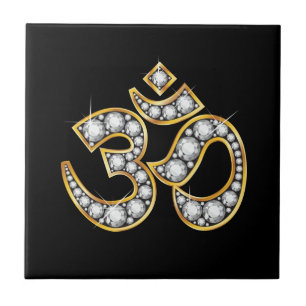 Om Symbol with "Diamond" Stones Tile
