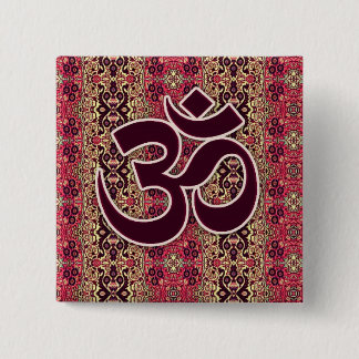 Om Symbol with Indian design background 15 Cm Square Badge