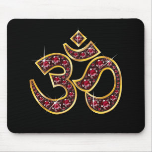 Om Symbol with "Ruby" Stones Mouse Mat