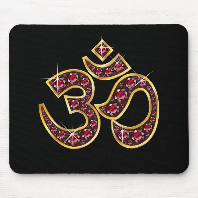 Om Symbol with "Ruby" Stones Mouse Mat (Front)