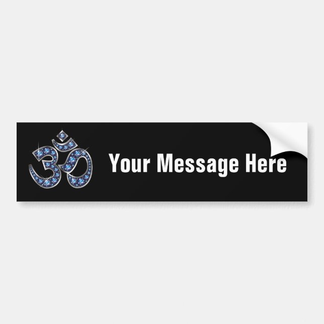Om Symbol with "Sapphire" Stones Bumper Sticker (Front)