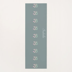 Om symbol zen turquoise custom name yoga mat
