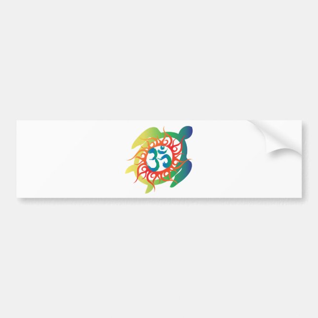 Om-Tatto-Vibrant-Turtle Bumper Sticker (Front)