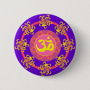 Om with Swirls and Colours! 6 Cm Round Badge