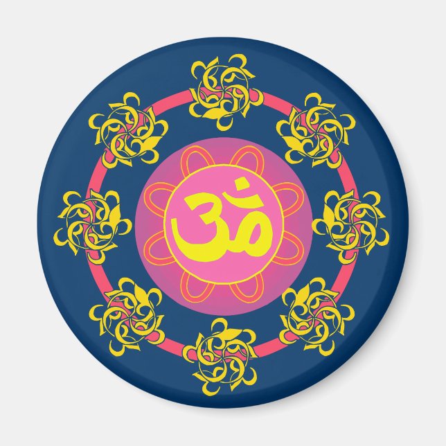 Om with Swirls and Colours! Magnet (Front)