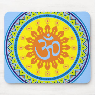 Om with Traditional Indian style Mandana Mouse Mat