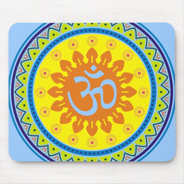 Om with Traditional Indian style Mandana Mouse Mat (Front)
