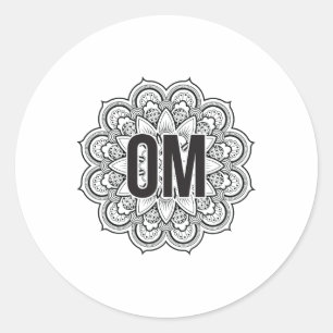 Om Yoga Meditation Blume Classic Round Sticker