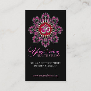 Om Yoga Pink Mandala Sparkle Business Cards
