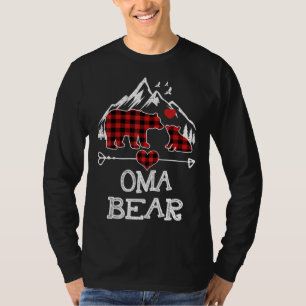 Oma Bear Christmas Pajama Red Plaid Buffalo Family T-Shirt