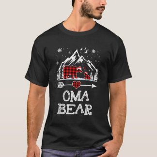 Oma Bear Christmas Pajama Red Plaid Buffalo Family T-Shirt