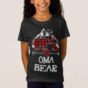 Oma Bear Christmas Pajama Red Plaid Buffalo Family T-Shirt
