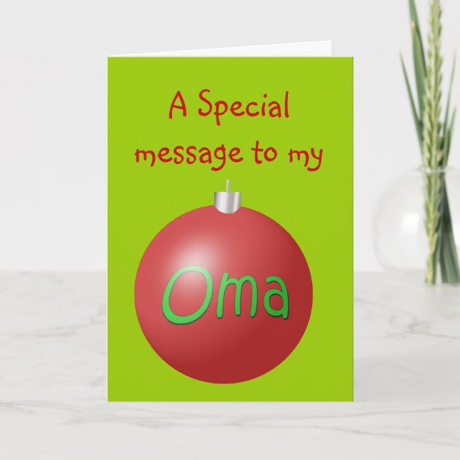 Oma Christmas ornament card (Front)
