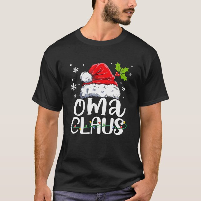 Oma Claus Christmas Pajama Family Matching Xmas T-Shirt (Front)