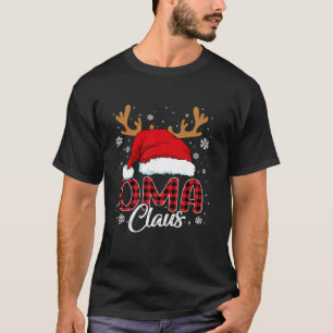 Oma Claus Santa Hat Christmas Red Plaid Matching F T-Shirt