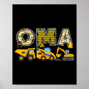 Oma construction excavator kids matching family poster