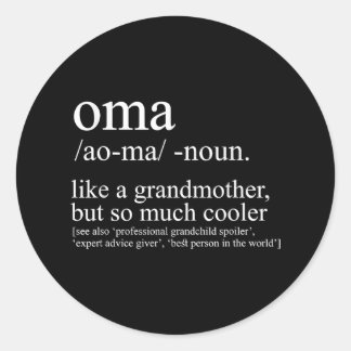 Oma Definition Funny Grandma Women Mother's Day Ch Classic Round Sticker