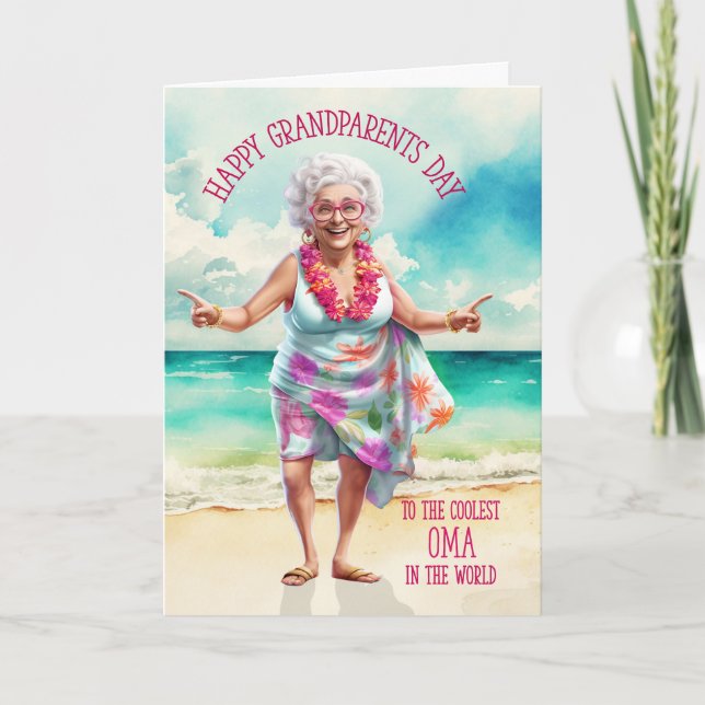 Oma German Grandma Funny Grandparents Day Holiday Card (Front)