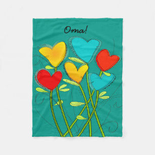 Oma Grandmother Fleece Blanket Teal Blue