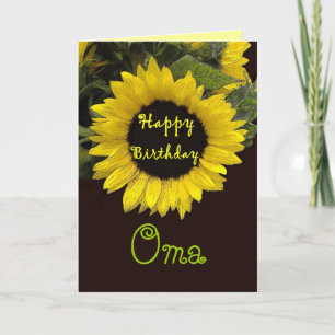 OMA Happy Birthday with Cheerful Sunflower Card