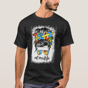 Oma Life Messy Bun Hair Bandanna Glasses Autism T-Shirt