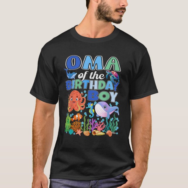 Oma of The Birthday Boy Aquarium Sea Animals Match T-Shirt (Front)