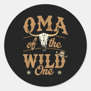 Oma Of The Wild One Cowboy Western Rodeo Party Mat Classic Round Sticker