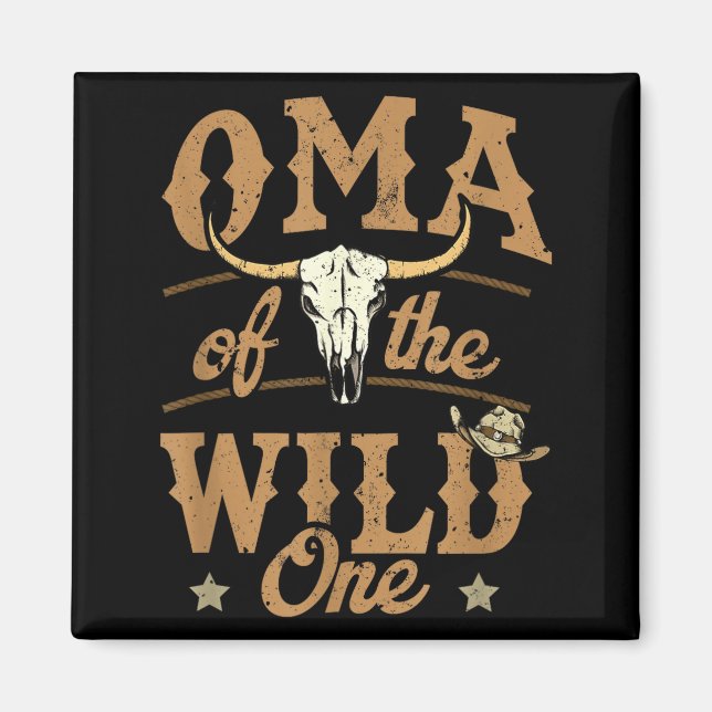 Oma Of The Wild One Cowboy Western Rodeo Party Mat Magnet (Front)
