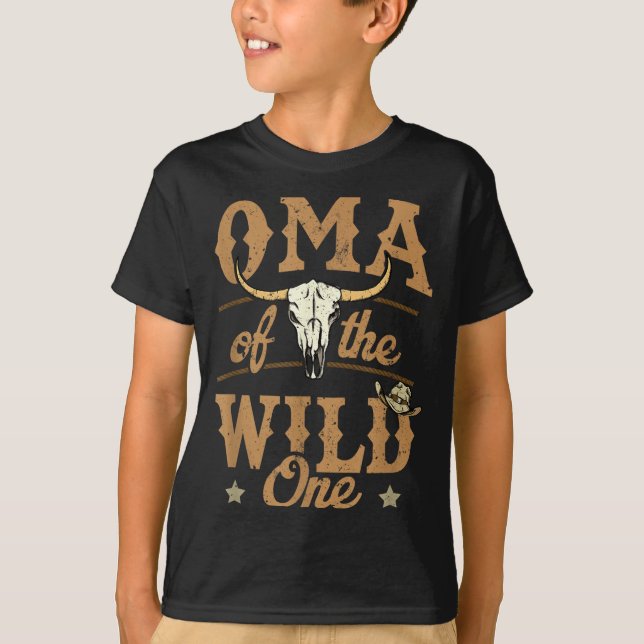 Oma Of The Wild One Cowboy Western Rodeo Party Mat T-Shirt (Front)