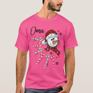 Oma Snowman Candy Cane Christmas Xmas Funny  T-Shirt