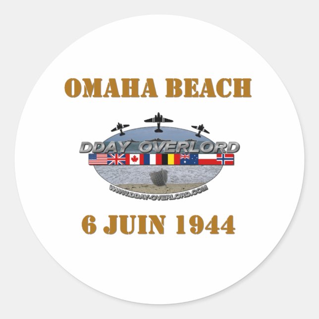 Omaha Beach 1944 Classic Round Sticker (Front)