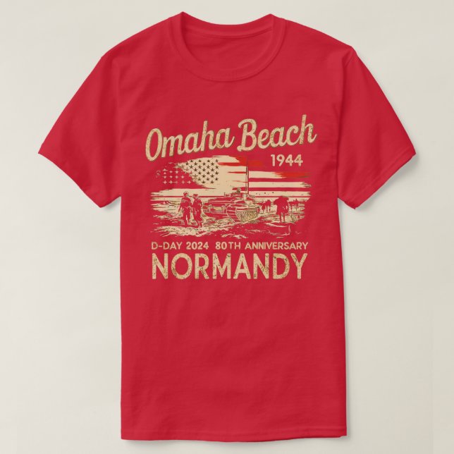 Omaha Beach 1944 DDay 2024 80th Anniversary Norman T-Shirt (Design Front)