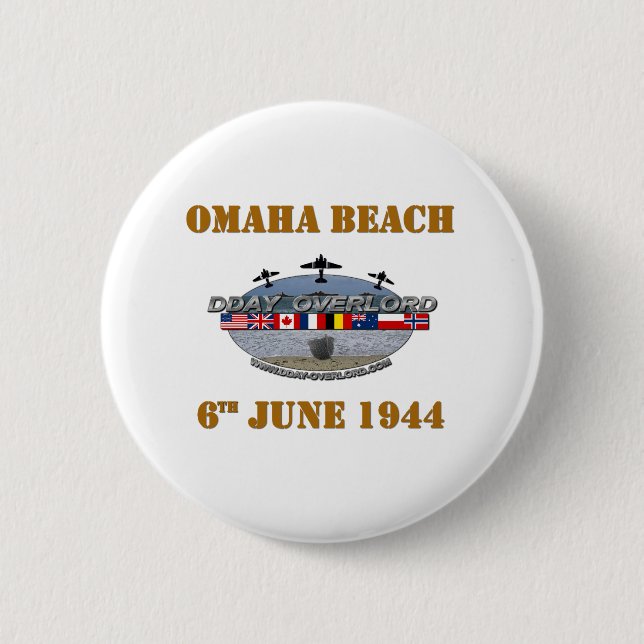 Omaha Beach 6th June 1944 6 Cm Round Badge (Front)