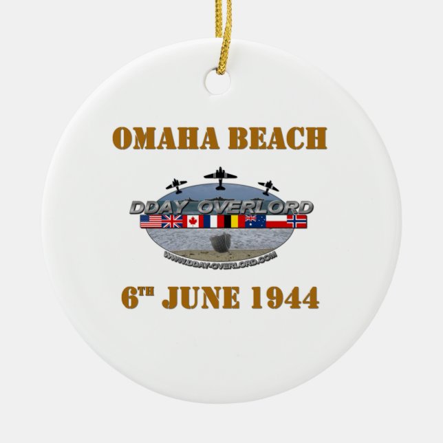 Omaha Beach 6th June 1944 Ceramic Tree Decoration (Front)