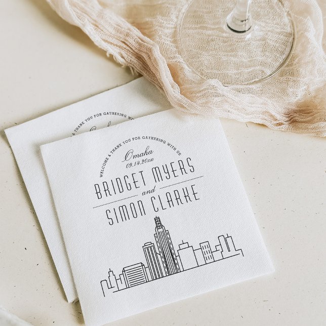 Omaha City Deco Skyline | Wedding Event Napkins (Creator Uploaded)